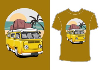 Sticker - Tropical vacation cars and sunset summer holiday shirt designs