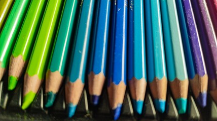 Poster - Horizontal closeup shot of colorful coloring pencils