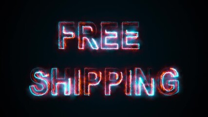 Poster - computer generated the inscription free shipping. burning words consists of capital letters. 3d rend