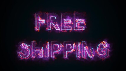 Poster - computer generated the inscription free shipping. burning words consists of capital letters. 3d rend