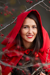 Wall Mural - Red Riding Hood cosplay in the forest