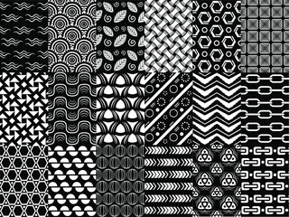 Poster - Vector black and white seamless pattern set, collection of geometric monochrome pattern, for your design projects as wallpaper, textile, fabric, wrapping, cover design