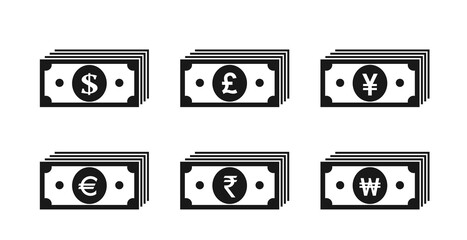 Wall Mural - money banknote stack icons. financial and banking infographic design element