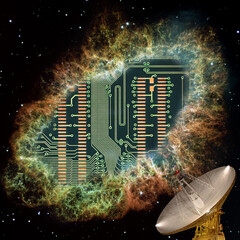 Photography on the topic of radio electronics.   Elements of this image are provided by NASA