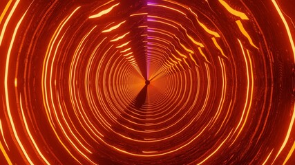 Poster - Abstract fragmented psychedelic orange tunnel