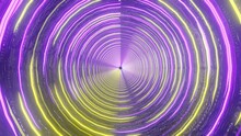 Abstract Psychedelic Purple And Yellow Tunnel