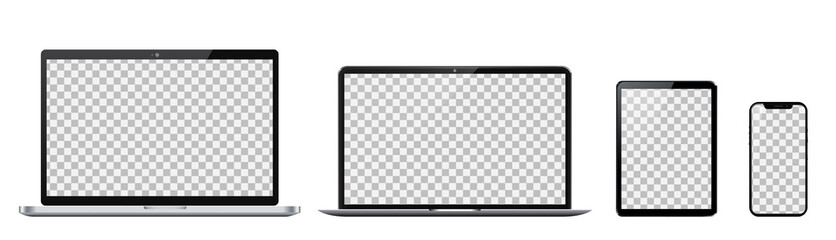 Poster - Set of fore technology devices with empty display - for stock
