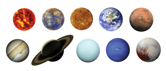 Wall Mural - solar system isolated on white background with clipping path. elements of this image furnished by na