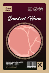 Wall Mural - Vector smoked ham packaging design concept. Modern style butcher's shop label