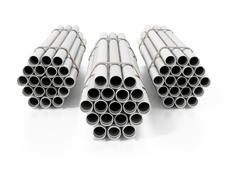 PVC water tubes isolated on white background. 3D illustration