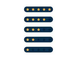 Wall Mural - star rating. quality review in dark blue style. modern flat design. gold rank stars of feedback. eva