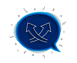 Aufkleber - Intersection arrows line icon. Chat bubble with shadow. Exchange and turn, cross sign. Thin line intersection arrows icon. Vector