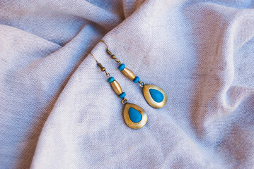 Wall Mural - Indian style earrings. Handmade boho design jewelry.