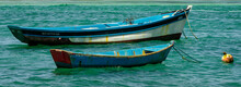 Old Colorful Small Fishing Boats In Brazil