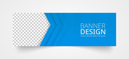 Wall Mural - Blue banner in abstract design with place for photo.