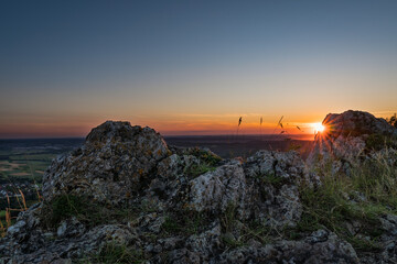 Wall Mural - Sunset on mountain Walberla in Franconian Switzerland