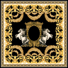Sticker - antique baroque flower in antique luxurious victorian new scarf pattern