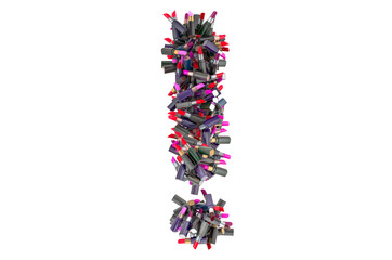 Poster - Exclamation mark from colored lipsticks, 3D rendering
