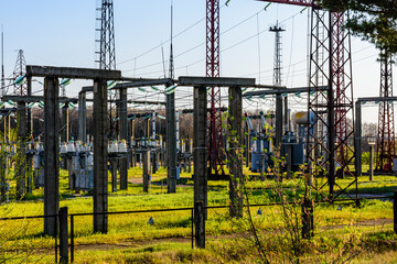 View on high voltage distribution substation of the factory