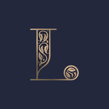 Vintage L Letter Logo With Premium Decoration. Classic Line Serif Font.