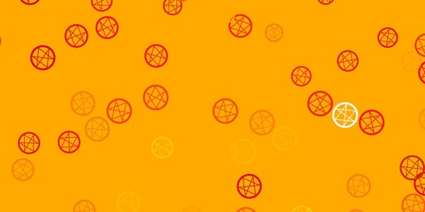 Light Orange vector background with occult symbols.