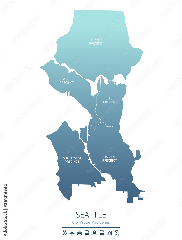 Seattle Shape seattle map. us city vector map. Stock Vector | Adobe Stock