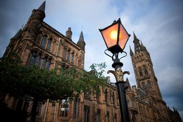 Glasgow, Scotland, 7th September 2013, Main building and tower of the University of Glasgow at Gilmorehill