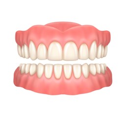 dentures or false teeth realistic vector design of orthodontics and aesthetic dentistry medicine. up