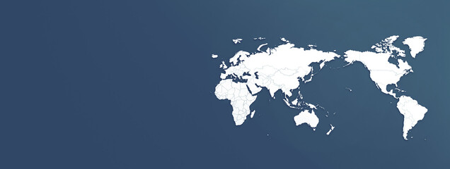 Wall Mural - blue color world map background by 3d render.