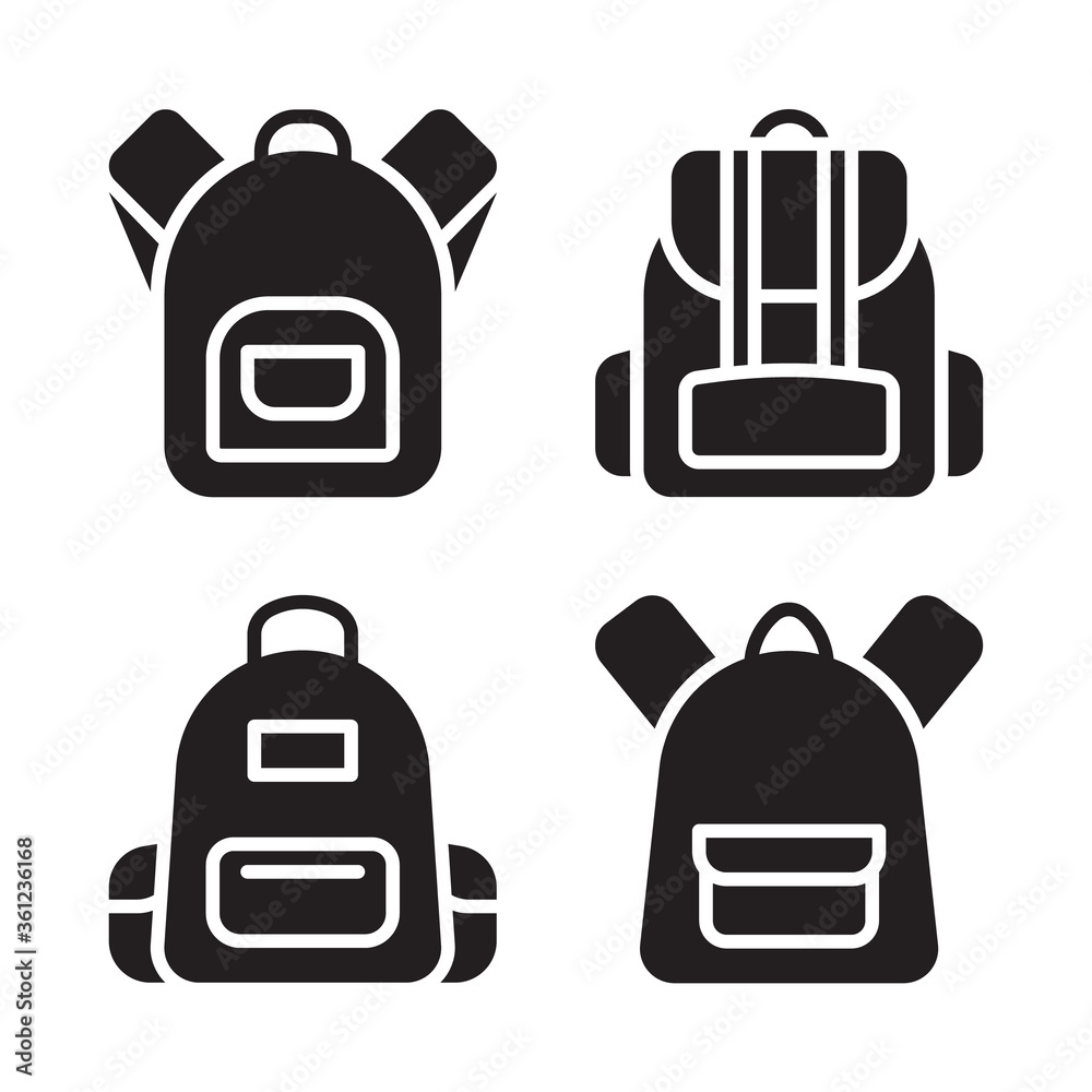 Backpack icon set. Vector graphic illustration. Suitable for website ...