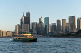 Fototapeta Nowy Jork - Downtown Sydney skyline in Australia with ferry.