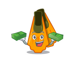 Sticker - A wealthy swim fins cartoon character having much money on hands