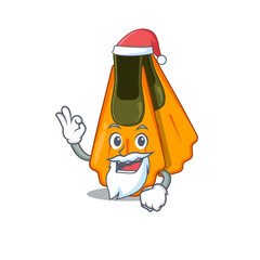 Sticker - cartoon character of swim fins Santa with cute ok finger