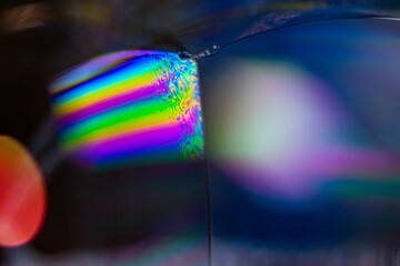 Canvas Print - Closeup shot of soap bubbles with rainbow colors in it