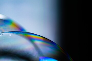 Poster - Closeup shot of soap bubbles with rainbow colors in it