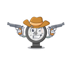 Wall Mural - A wise cowboy of pressure gauge Cartoon design with guns