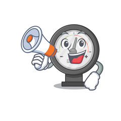 Sticker - Pressure gauge carton picture style giving announcement on a megaphone