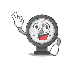 Sticker - Pressure gauge cartoon mascot design with Okay finger poses