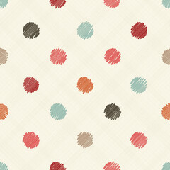 Poster - Seamless pattern with hand drawn colorful polka dots on texture background. Endless pattern can be used for ceramic tile, wallpaper, wrapping paper, invitation card, textile, web page background