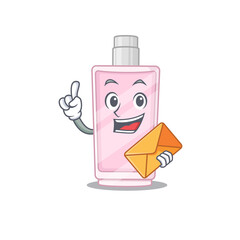 Sticker - A picture of cheerful perfume caricature design concept having an envelope