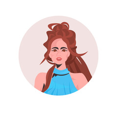 Canvas Print - brown hair young woman profile avatar beautiful girl face female cartoon character portrait vector illustration