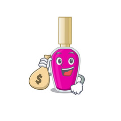 Wall Mural - Crazy rich Cartoon picture of pink nail polish having money bags