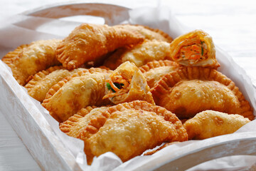 Wall Mural - close-up of deep fried Buffalo Chicken Empanadas