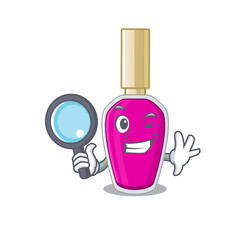 Wall Mural - cartoon mascot design of pink nail polish super Detective breaking the case using tools