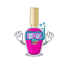 Canvas Print - Pink nail polish mascot design swims with diving glasses