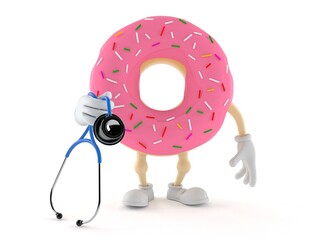 Canvas Print - Donut character holding stethoscope