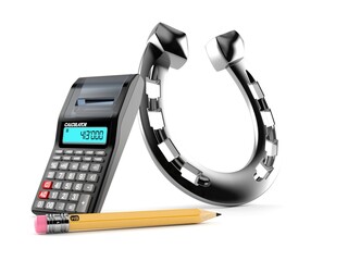 Sticker - Horseshoe with calculator and pencil