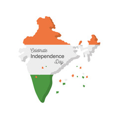 Wall Mural - map of happy india independence day detailed style icon vector design