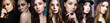 collage of beautiful women. beautiful teen girls with make-up