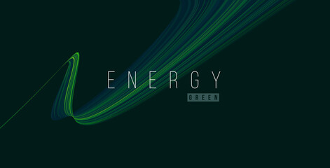 abstract design element of green energy line texture stripe curve, smooth fluid shape, wallpaper cov